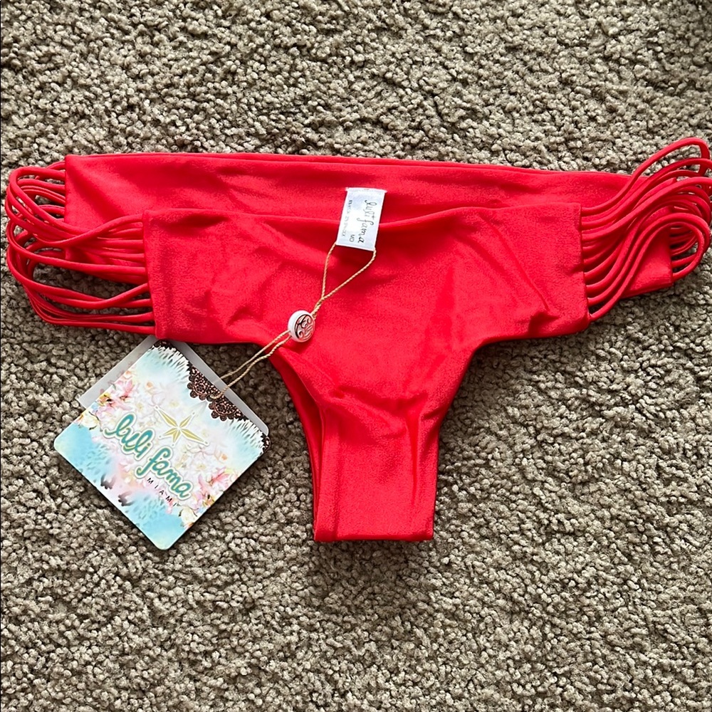 Luli Fama Low Rise Red Verano de Rumba Bikini Bottom, NWT